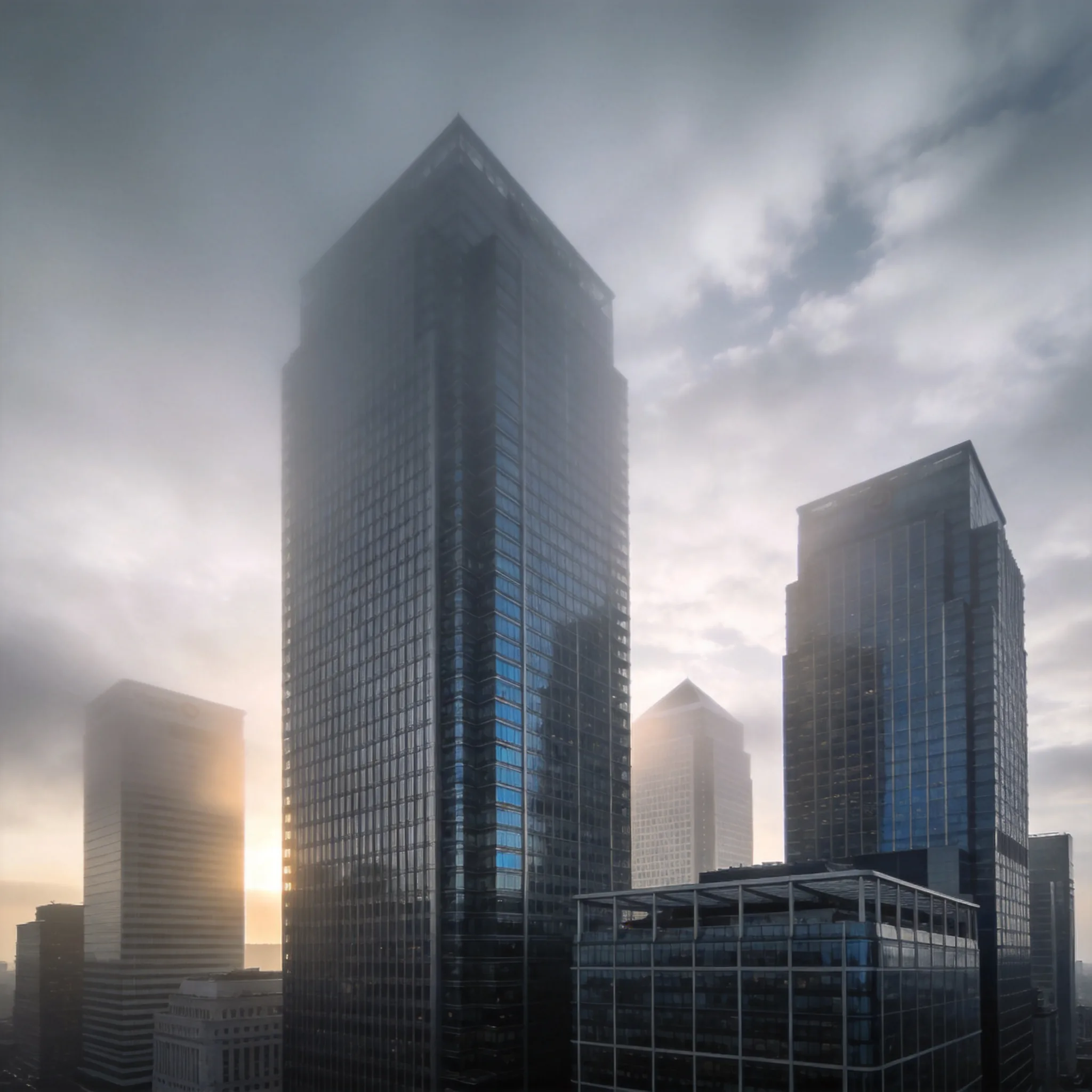 Financial district towers at dawn